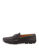 Pebbled Leather Logo Driver, Black