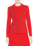 Notch-Collar One-Button Jacket, Red