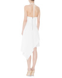 Bennie Asymmetric Halter Dress, Cream