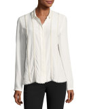 Elaine Long-Sleeve Blouse, Antique White