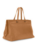 Intrecciato Large Accordion Tote Bag, Camel