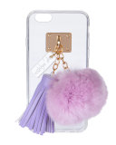 Transparent iPhone 6 Case w/ Fur Pompom, Orchid