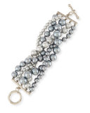 Pearly Five-Row Bracelet, Gray