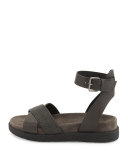 Monili Crisscross Leather Sandal, Espresso