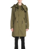 Hooded Wings-Print Anorak Jacket, Olive