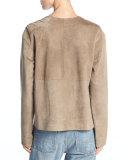 Lamb Suede Belted Jacket, Brown