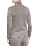 Long-Sleeve Turtleneck Cashmere Sweater, Silver Myrtle