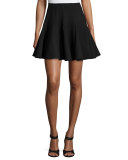 Pleated Fit-&-Flare Skirt, Black