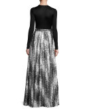 Aviva Metallic Wrap-Front Maxi Dress