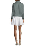 Sleeveless Tie-Waist Poplin Shirtdress, Soft White