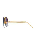 Rimless Gradient Aviator Sunglasses, Gray