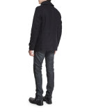 Corringham Double-Breasted Wool Coat, Dark Ink