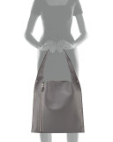 Estia Metal Scars Leather Hobo Bag, Steel