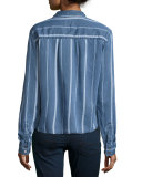 Dana Variegated-Stripe Denim Shirt