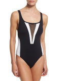 Game Set Mesh-Cutout One-Piece Swimsuit