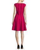 Sleeveless Frayed Stretch-Crepe Dress, Raspberry