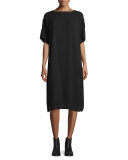 Laudre Ruffled Half-Sleeve Dress, Black