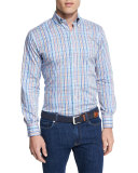 Crown Pin-Plaid Long-Sleeve Sport Shirt