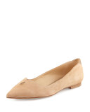 Ruby Pointed-Toe Skimmer Flat, Oatmeal