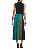Penelope Colorblock Wrap Silk Jersey Maxi Dress