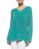 Vine Embroidered Georgette Tunic, Petite 