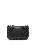 Viv Micro Frilly Leather Shoulder Bag, Black