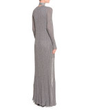 Mid-Rise Boot-Cut Metallic Pants, Silver