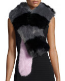 Big Daddy Faux-Fur Scarf, Gray/Black/Pink