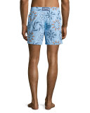 Mistral Swimmers Embroidered Swim Trunks, Light Blue