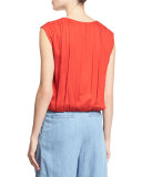 Dania Slouchy Crossover Top, Red