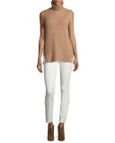Sateen-Twill Skinny Jeans, Winter White
