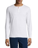 Long-Sleeve Henley Shirt, White