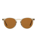 O'Malley NYC Peaked Round Sunglasses, Olive