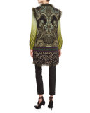 Intarsia-Knit Vest with Shearling Fur Reverse, Green
