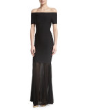 Sheer Pleated Georgette Skirt Extension, Black