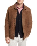 Quilted Suede Shirt Jacket, Tan