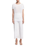 Cropped Eyelet Pants, White 