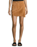 Suede Mini Cargo Skirt, Beige
