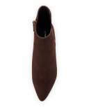 Geeo Suede Pointed-Toe Bootie, Dark Brown