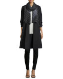 Organic-Cotton/Nylon A-line Knee-Length Jacket, Petite  