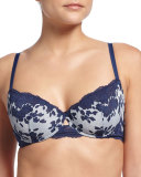 Italia Balconette Underwire Bra, Navy Blue/White
