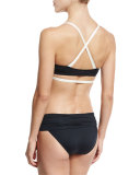 Olivia Contrast-Trim Bralette Swim Top, Black