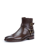 Men's Weston Leather Harness Boot, Dark Brown