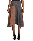 Broken-Dash A-Line Midi Skirt, Multi