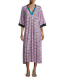 Zigzag-Print Midi-Length Caftan Coverup