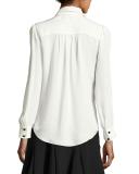 silk daisy lace henley blouse, french cream