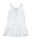 Smocked Embroidered Cotton Voile Dress, White, Size 2T-4T