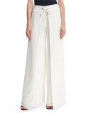 Aria Wide-Leg Tie-Front Pants, Ivory