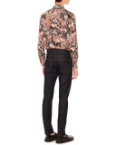Camu Butterfly Long-Sleeve Sport Shirt, Navy/Pink Multi