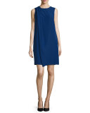 Sleeveless Drape-Front Shift Dress, Royal Blue